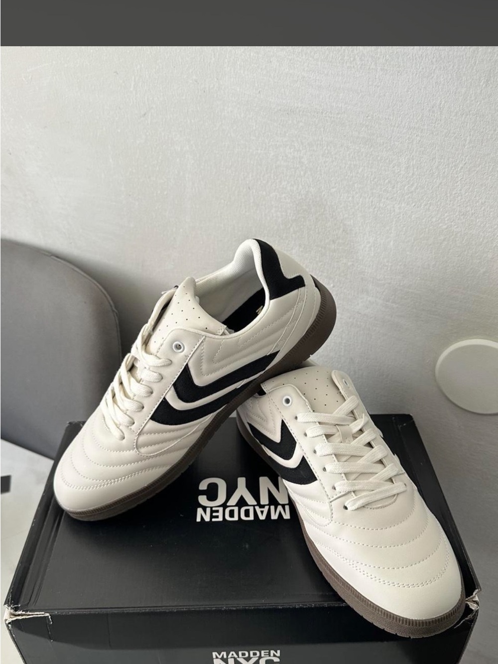 Madden NYC Men’s Cream & Black Casual Sneakers